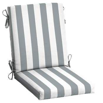 Arden 44"x20" Outdoor High Back Dining Chair Cushion Stone Gray Cabana Stripe