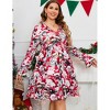 Coolmee Women Plus Size Causal Midi Dress Fashion Ruffle Long Sleeve Babydoll Tunic Ruffle Flowy Dresses - 4 of 4