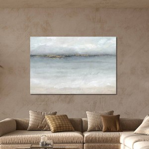 iCanvas Serene Sea Gray Gold Landscape by Cynthia Coulter Canvas Print Wall Art - 1 of 3
