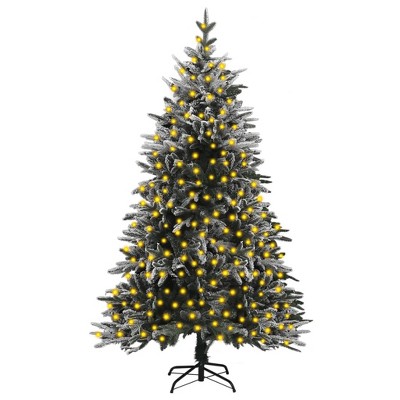 Aghana Digitals 6.9ft Pre-lit Artificial Christmas Tree, Green with Flocked Snow, Warm White LED