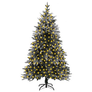 Aghana Digitals 6.9ft Pre-lit Artificial Christmas Tree, Green with Flocked Snow, Warm White LED - 1 of 4