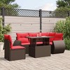vidaXL Patio Sofa Set with Cushions and Table Outdoor 6 Piece Poly Rattan - Brown - 2 of 4