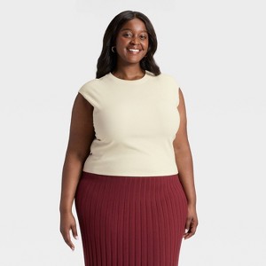 Women's Cap Sleeve Brushed Ribbed Muscle T-Shirt - A New Day™ - 1 of 3