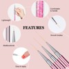 SAVILAND 6pcs Nail Art Liner Brushes Set: Nail Brush Gel Polish Painting Nail Art Design Brushes Pen with Crushed Diamond Rhinestone Handle (A-Pink) - 4 of 4