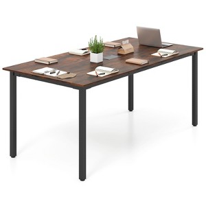 Tangkula 71" x 35.5" Large Office Table w/ Cable Grommet Sturdy Metal Legs for Boardroom - 1 of 4