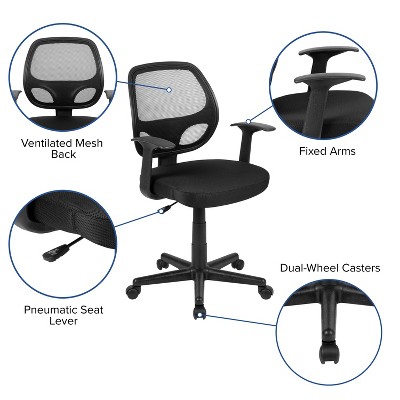 Sleek Mid-Back Black Mesh Swivel Task Chair with Lumbar Support