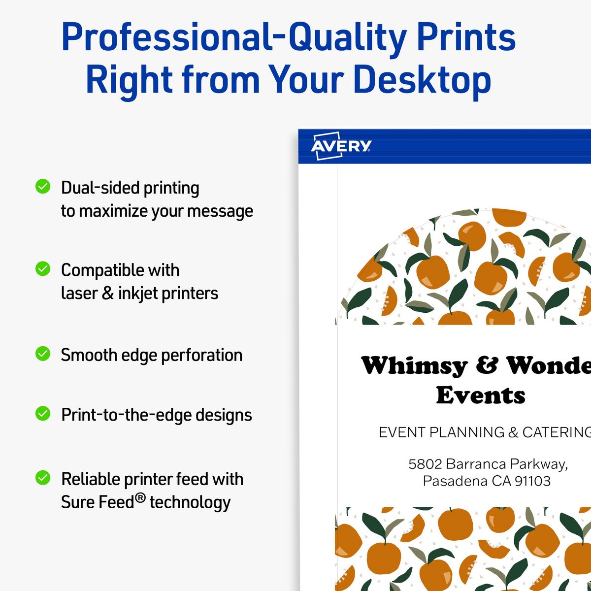 Avery Printable Arched Flat Cards, Sure Feed Technology, 4-3/4" x 3-1/2", Matte White Cardstock, Print-to-The-Edge, Laser/Inkjet Printable, 40 Total - thumbnail 2