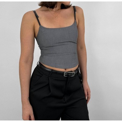 Women's Buckle Strap Scoop Neck Corset Tank - NIA
