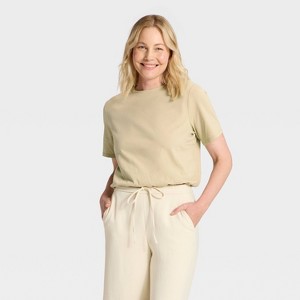 Women's Cropped Bubble T-Shirt - A New Day™ - 1 of 4