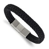 Chisel Stainless Steel Brushed and Polished Black Braided Nylon 8" Plus .5" Extension Bracelet - 2 of 4