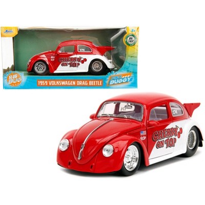 1959 Volkswagen Drag Beetle "Cherry on Top" Red and White "Punch Buggy" Series 1/24 Diecast Model Car by Jada