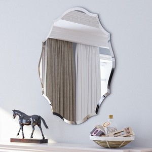 ARTLOGE Heavy Beveled Edge Wall Mirror Bathroom Mirror Vanity Scalloped Oval Frameless - 1 of 4