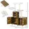 2-in-1 Cat Tree with Litter Box Enclosure,Indoor Cat Tower Furniture with Hammock,Scratching Posts And Hidden Litter Cabinet–LAOTIES - 3 of 4