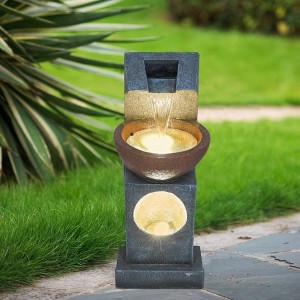 NAYSAYE Fountain Decorative Water Feature Sculptural Modern Minimalist for Indoor Outdoor, Brown and Black, 9.1"*23.8"*9.9" - 1 of 4