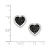 Black Bow Jewelry Black & White Diamond 13mm Heart Post Earrings in Sterling Silver - 2 of 3