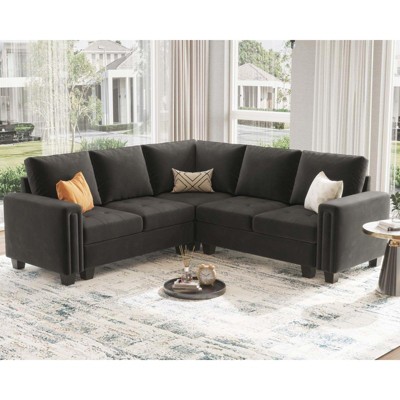 Belffin Modular Velvet Tufted L Shaped 4 Seater Corner Sofa
