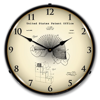 Collectable Sign & Clock | Slinky Toy 1947 Patent LED Wall Clock Retro/Vintage, Lighted