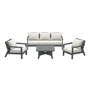 WestinTrends Avalon Outdoor 6-Piece Modular Sectional Patio Furniture Sofa Set, Gray/White - 1 of 4