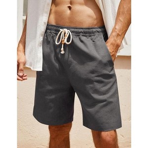 COOFANDY Men's Linen Shorts Casual Elastic Waist Drawstring Summer Beach Shorts - 1 of 4