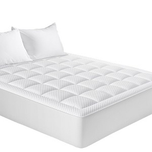 Aoibox Queen Quilted Fitted Mattress Pad Cooling Soft Mattress Topper Deep Pocket 21 Inch Machine Washable White - 1 of 4