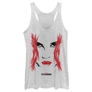 Women's Marvel Black Widow Painted 80's Face Racerback Tank Top - 1 of 3