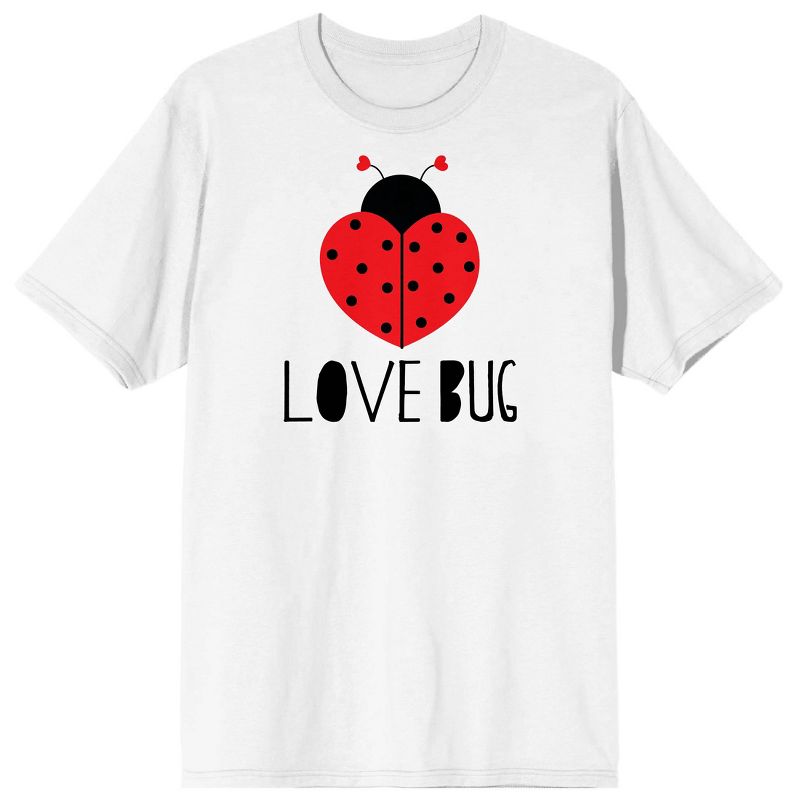 V Day Love Bug Crew Neck Short Sleeve Women's White T-shirt, 1 of 4
