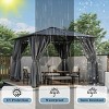 10'x10' Hardtop Gazebo with Polycarbonate Roof, Outdoor Patio Shelter with Mosquito Netting and Privacy Curtains – Cuddlewood - 3 of 4