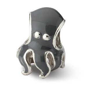 Black Bow Jewelry Sterling Silver and Enameled Octopus Bead Charm - 1 of 4