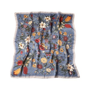 Anna-Kaci Women's Satin Floral Print Square Scarf with Elegant Vintage Inspired Design - 27.5IN×27.5IN - 1 of 4