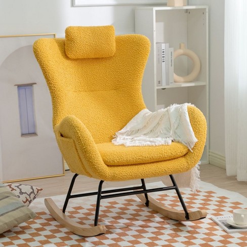 Nursery Rocking Chair Living Room Accent Chair With High density Sponge Backrest And Seat Cushion Non slip Mat Metal Frame Target