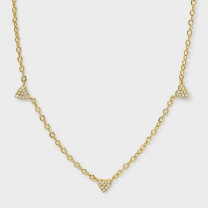 14K Gold Dipped Cubic Zirconia Mini Tri-Heart Necklace - A New Day™ Gold - 1 of 4