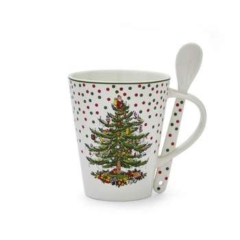 Spode Christmas Tree Polka Dot Mug & Spoon Set - 14 oz.