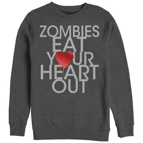 Women's Chin Up Halloween Zombies Eat Heart Out Sweatshirt : Target