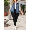 Agnes Orinda Women's Plus Size Denim Hood Layered Drawstring Fall Winter Button Pockets Jean Jackets - 2 of 4