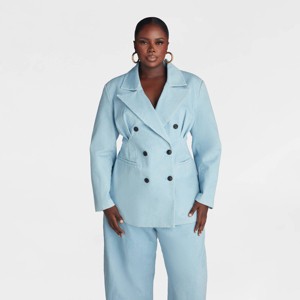 KBB by KAHLANA Women's 'The Corset Denim Blazer' - Medium Wash 2X