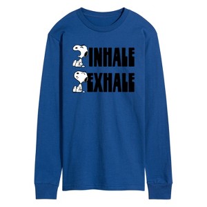 Men's - Peanuts - Snoopy Inhale Exhale Long Sleeve Graphic T-Shirt - 1 of 4