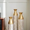 Gulches Mother's Day Gift Set - Gilded White 3D Relief Flower Metal Vase Set 24". 29". 32. 68 height - 3 of 4