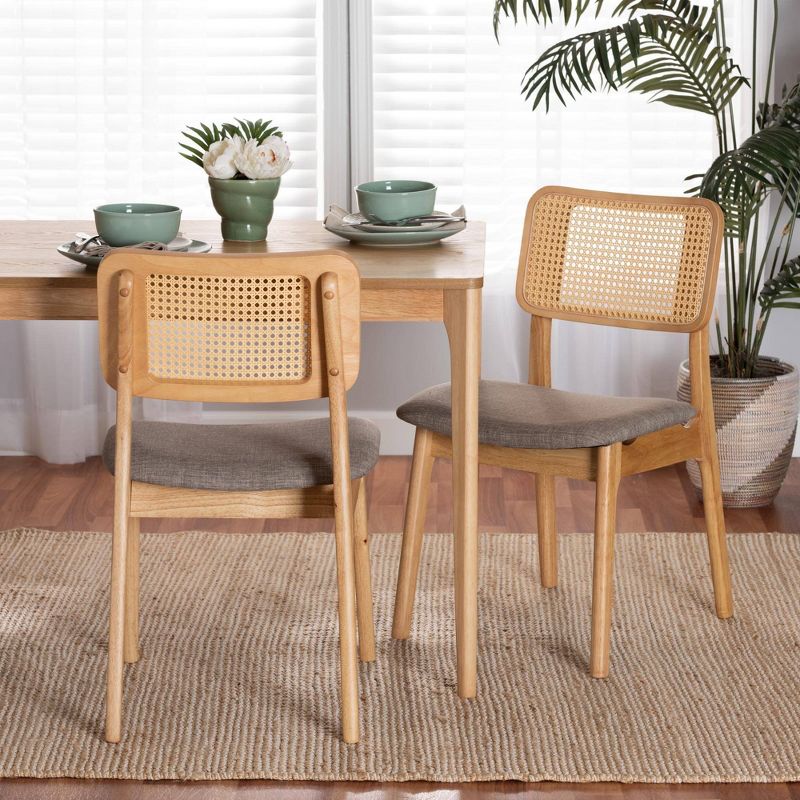 Baxton Studio 2pc Dannon Fabric and Wood Dining Chairs Gray/Natural Oak/Light Brown, 1 of 9
