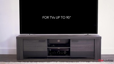 Joliet Warm Beige & White Distressed TV Stand with Cabinet for 80" TVs