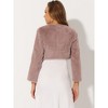 Allegra K Women's Cropped Open Front Collarless Long Sleeve Faux Fur Jacket - 4 of 4