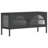 vidaXL TV Stand Black 41.3 in.x13.8 in.x19.7 in. Glass and Steel - 2 of 4