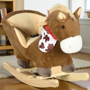 Mshliw Plush Rocking Horse Chair with Pedals, and Safety Belt, Ride-On Toy with Wooden Base for Toddlers, Birthday Gift, Christmas gift - 1 of 4