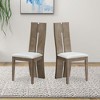 Set of 2 Dining Chairs, Wooden High Back Chairs with PU Leather Upholstered Seat, Natural - HABITRIO - 3 of 4