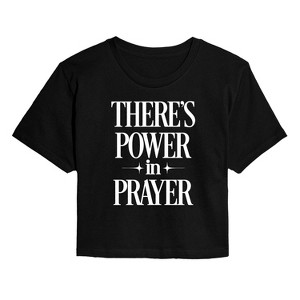 Women's - Instant Message - There's Power In Prayer Cropped Graphic T-Shirt - 1 of 4