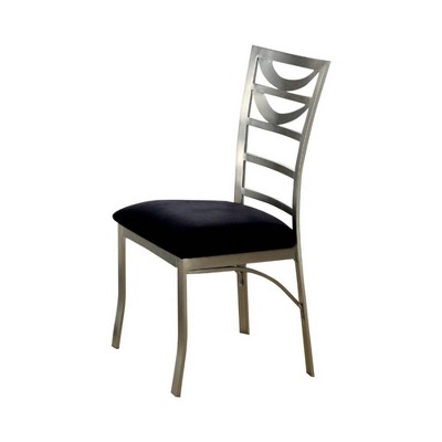 Set of 2 Side Chairs with Micro Fabric Seat Silver/Black - Benzara