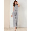 Allegra K Women's Button Down Collared Wide Leg Tie-Waist Sleeveless Cargo Jumpsuits - 2 of 4