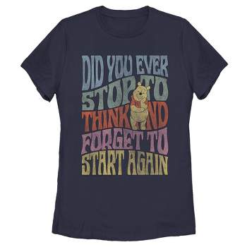 Women's Winnie the Pooh Distressed Did You Ever Stop to Think Quote T-Shirt