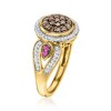 Ross-Simons 0.60 ct. t.w. Brown, White and Red Diamond Ring in 18kt Gold Over Sterling - 3 of 4