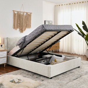 Hydraulic Storage Platform Bed Frame with Soft Chenille Upholstered Headboard,Modern Luxury Design for Bedroom-Baofuwish - 1 of 4