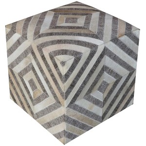 Moti Nyla Ottoman Pouf Gray/Beige Upholstered 18 - 1 of 4